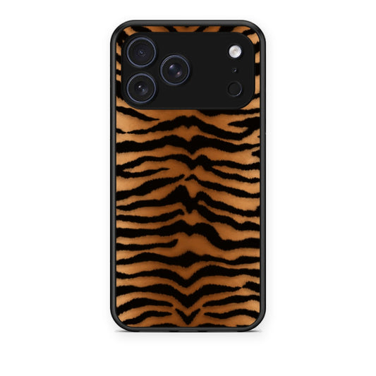 Θήκη iPhone 17 Pro Tiger Print Orange and Black από τη Smartfits με σχέδιο στο πίσω μέρος και μαύρο περίβλημα | iPhone 17 Pro Tiger Print Orange and Black case with colorful back and black bezels