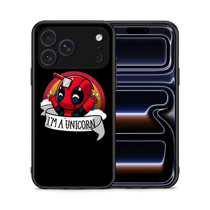 Θήκη iPhone 17 Pro Unicorn Deadpool από τη Smartfits με σχέδιο στο πίσω μέρος και μαύρο περίβλημα | iPhone 17 Pro Unicorn Deadpool case with colorful back and black bezels