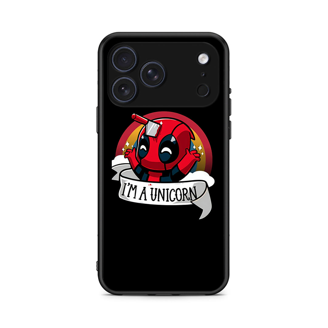 iPhone 17 Pro Unicorn Deadpool θήκη από τη Smartfits με σχέδιο στο πίσω μέρος και μαύρο περίβλημα | Smartphone case with colorful back and black bezels by Smartfits