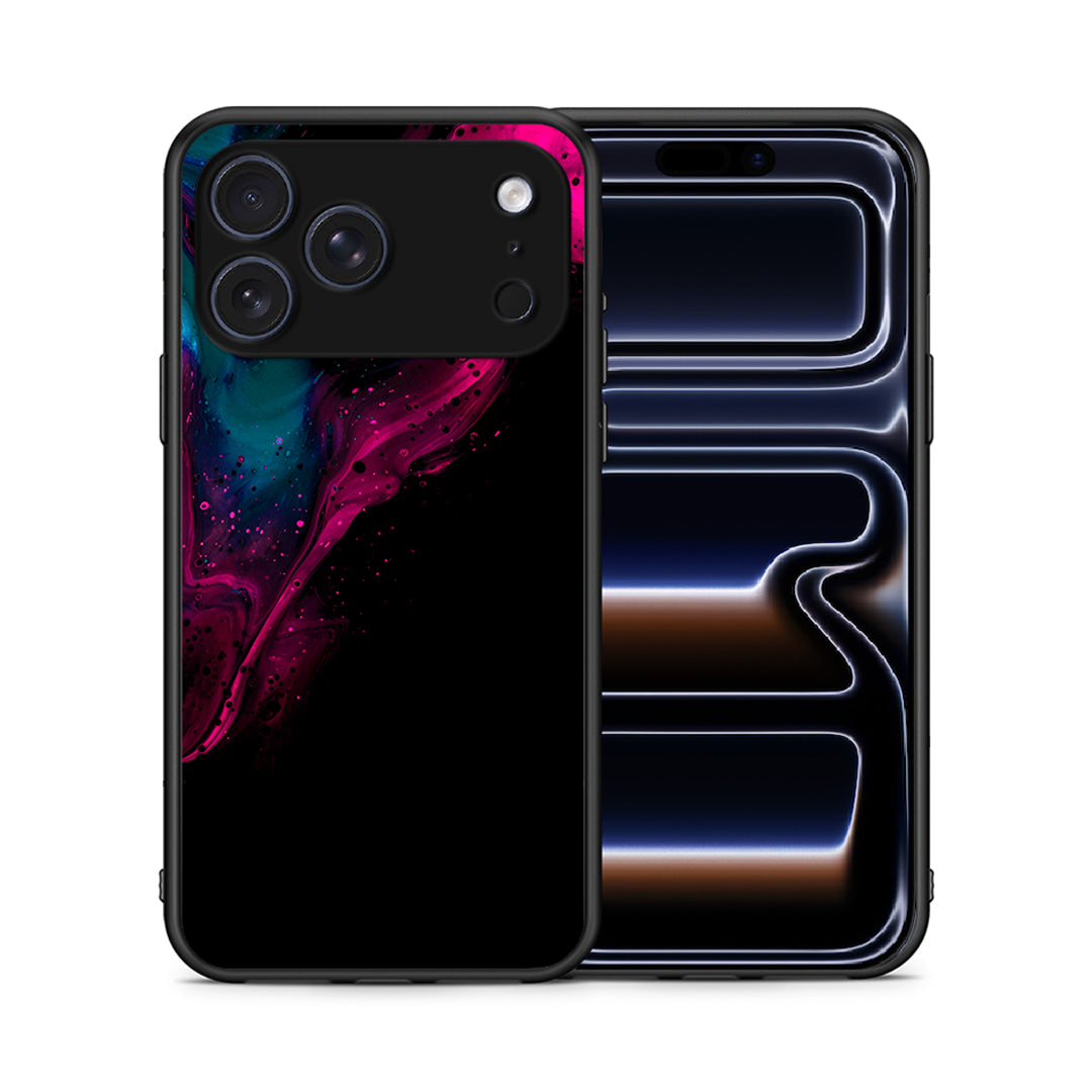 Θήκη iPhone 17 Pro Pink Black Watercolor από τη Smartfits με σχέδιο στο πίσω μέρος και μαύρο περίβλημα | iPhone 17 Pro Pink Black Watercolor case with colorful back and black bezels