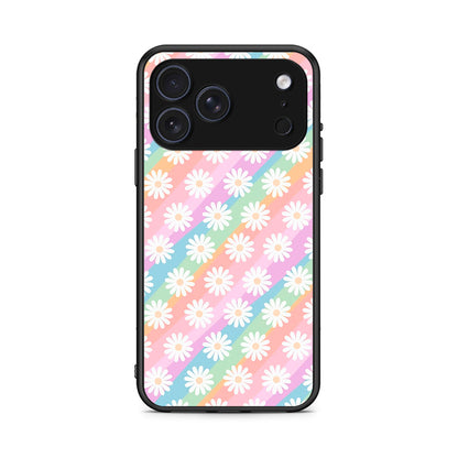iPhone 17 Pro White Daisies θήκη από τη Smartfits με σχέδιο στο πίσω μέρος και μαύρο περίβλημα | Smartphone case with colorful back and black bezels by Smartfits