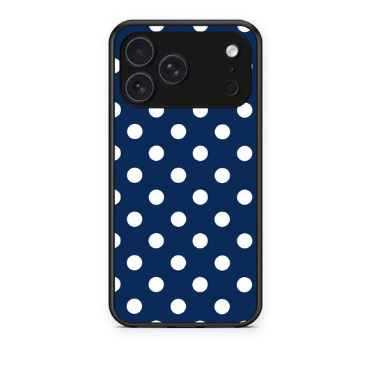 Θήκη iPhone 17 Pro White Large Polka Dots on Navy από τη Smartfits με σχέδιο στο πίσω μέρος και μαύρο περίβλημα | iPhone 17 Pro White Large Polka Dots on Navy case with colorful back and black bezels