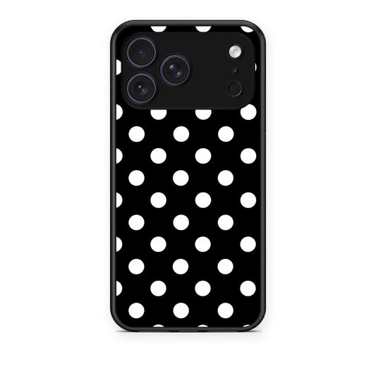 Θήκη iPhone 17 Pro White Polka Dots on Black από τη Smartfits με σχέδιο στο πίσω μέρος και μαύρο περίβλημα | iPhone 17 Pro White Polka Dots on Black case with colorful back and black bezels