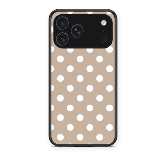 Θήκη iPhone 17 Pro White Polka Dots on Taupe από τη Smartfits με σχέδιο στο πίσω μέρος και μαύρο περίβλημα | iPhone 17 Pro White Polka Dots on Taupe case with colorful back and black bezels