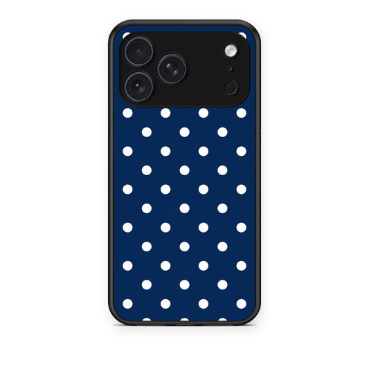Θήκη iPhone 17 Pro White Small Polka Dots on Navy από τη Smartfits με σχέδιο στο πίσω μέρος και μαύρο περίβλημα | iPhone 17 Pro White Small Polka Dots on Navy case with colorful back and black bezels