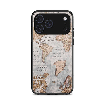 iPhone 17 Pro World Map Θήκη από τη Smartfits με σχέδιο στο πίσω μέρος και μαύρο περίβλημα | Smartphone case with colorful back and black bezels by Smartfits