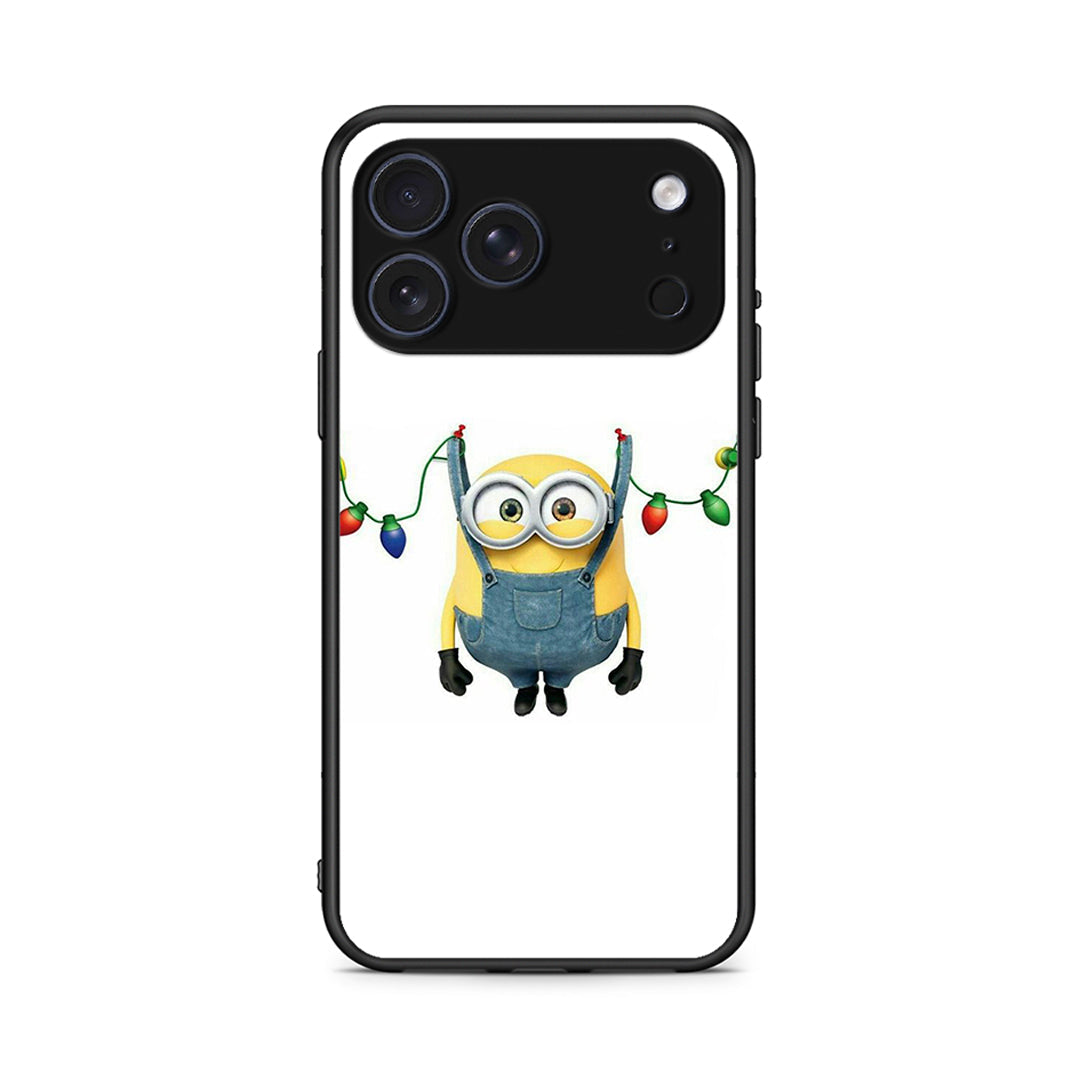 iPhone 17 Pro Xmas Minion Lights θήκη από τη Smartfits με σχέδιο στο πίσω μέρος και μαύρο περίβλημα | Smartphone case with colorful back and black bezels by Smartfits