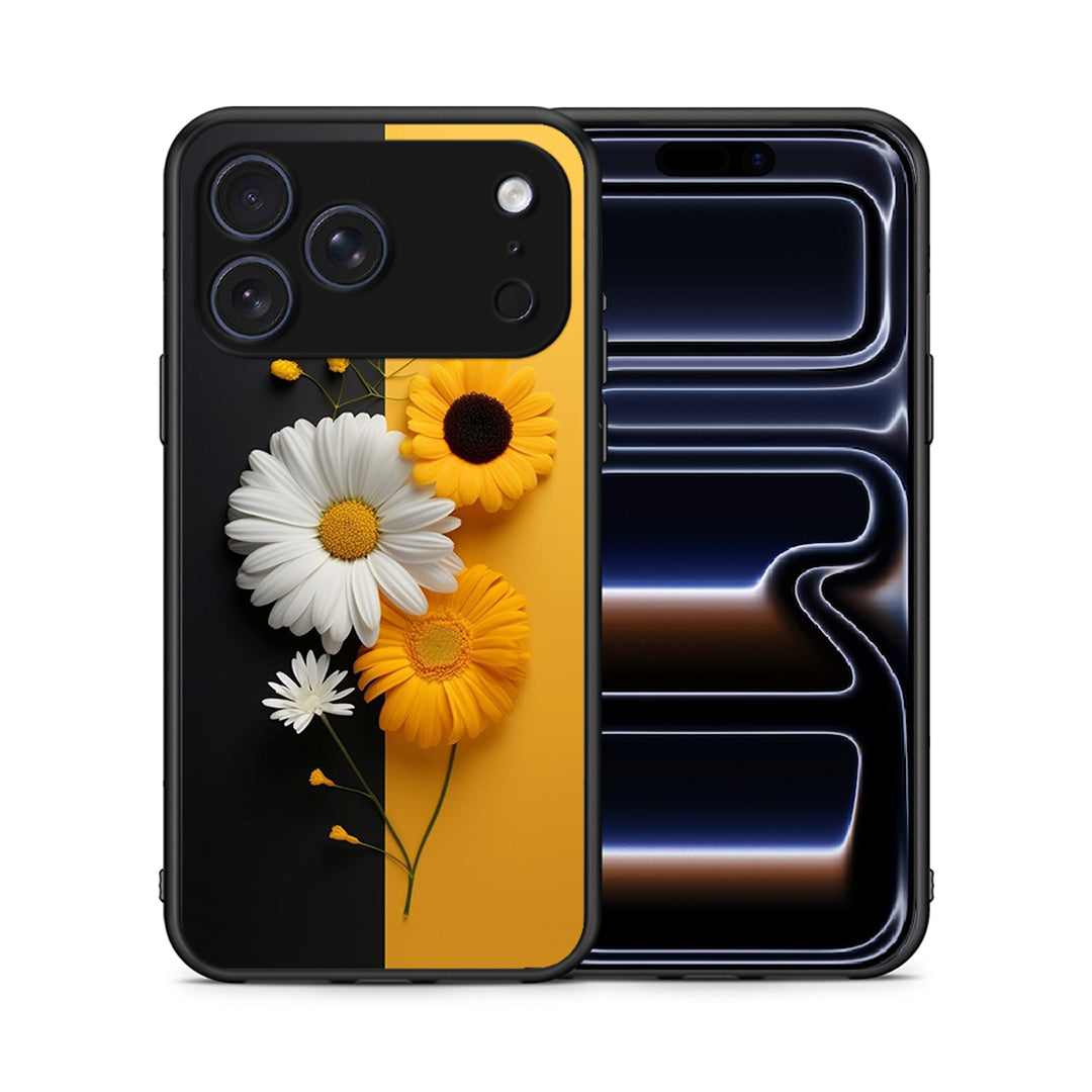 Θήκη iPhone 17 Pro Yellow Daisies από τη Smartfits με σχέδιο στο πίσω μέρος και μαύρο περίβλημα | iPhone 17 Pro Yellow Daisies case with colorful back and black bezels