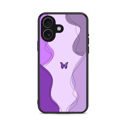 iPhone 17 Purple Mariposa Θήκη Αγίου Βαλεντίνου από τη Smartfits με σχέδιο στο πίσω μέρος και μαύρο περίβλημα | Smartphone case with colorful back and black bezels by Smartfits