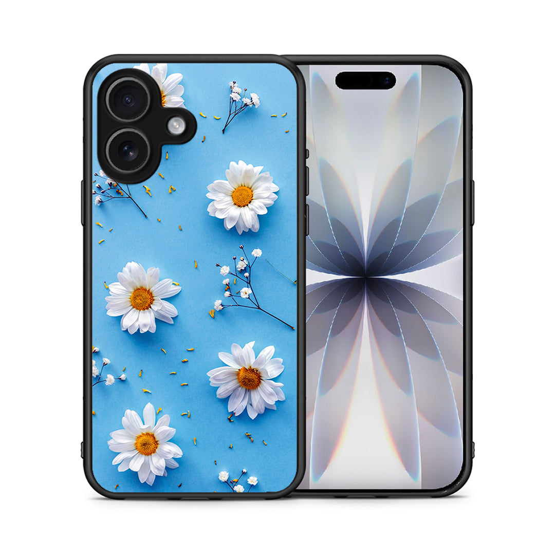 Θήκη iPhone 17 Real Daisies από τη Smartfits με σχέδιο στο πίσω μέρος και μαύρο περίβλημα | iPhone 17 Real Daisies case with colorful back and black bezels