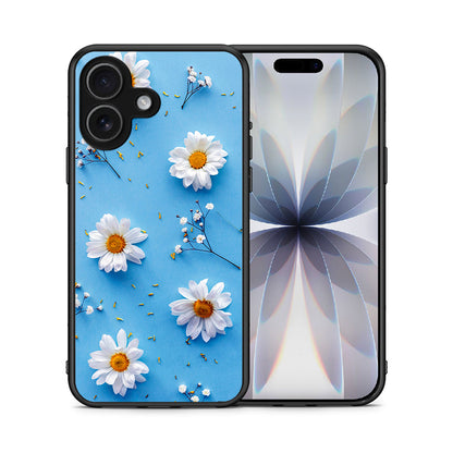 Θήκη iPhone 17 Real Daisies από τη Smartfits με σχέδιο στο πίσω μέρος και μαύρο περίβλημα | iPhone 17 Real Daisies case with colorful back and black bezels
