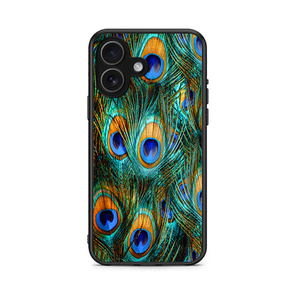 iPhone 17 Real Peacock Feathers θήκη από τη Smartfits με σχέδιο στο πίσω μέρος και μαύρο περίβλημα | Smartphone case with colorful back and black bezels by Smartfits