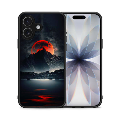 Θήκη iPhone 17 Red Full Moon από τη Smartfits με σχέδιο στο πίσω μέρος και μαύρο περίβλημα | iPhone 17 Red Full Moon case with colorful back and black bezels