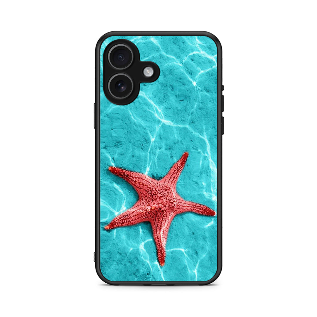 iPhone 17 Red Starfish Θήκη από τη Smartfits με σχέδιο στο πίσω μέρος και μαύρο περίβλημα | Smartphone case with colorful back and black bezels by Smartfits