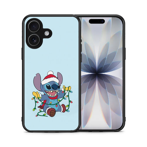 Θήκη iPhone 17 Santa Stich από τη Smartfits με σχέδιο στο πίσω μέρος και μαύρο περίβλημα | iPhone 17 Santa Stich case with colorful back and black bezels