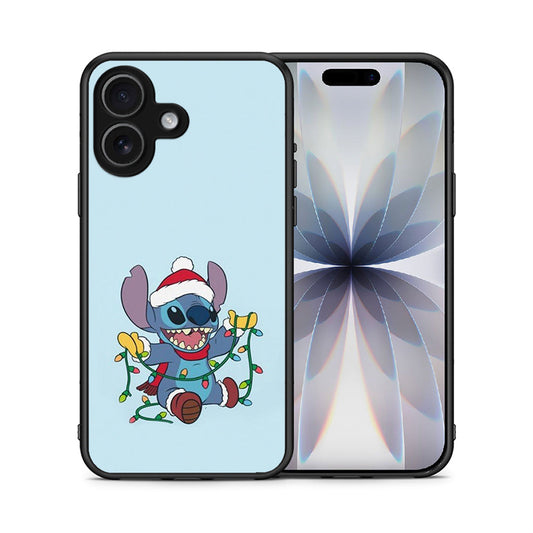 Θήκη iPhone 17 Santa Stich από τη Smartfits με σχέδιο στο πίσω μέρος και μαύρο περίβλημα | iPhone 17 Santa Stich case with colorful back and black bezels