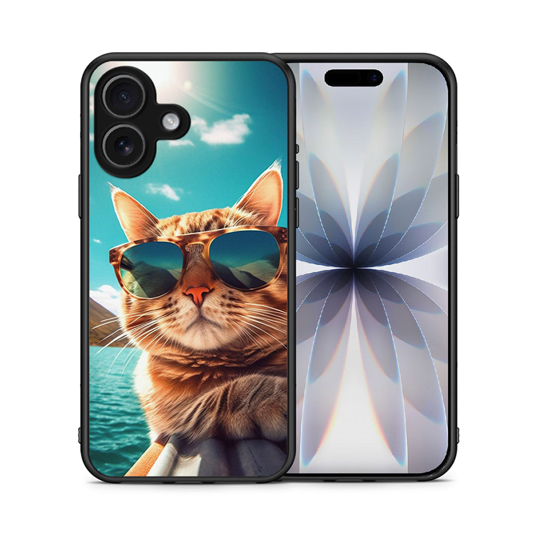 Θήκη iPhone 17 Summer Cat από τη Smartfits με σχέδιο στο πίσω μέρος και μαύρο περίβλημα | iPhone 17 Summer Cat case with colorful back and black bezels