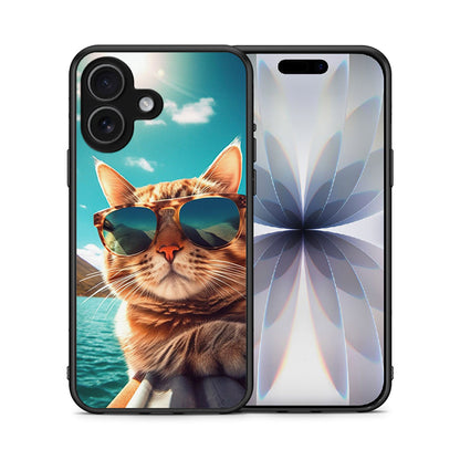Θήκη iPhone 17 Summer Cat από τη Smartfits με σχέδιο στο πίσω μέρος και μαύρο περίβλημα | iPhone 17 Summer Cat case with colorful back and black bezels
