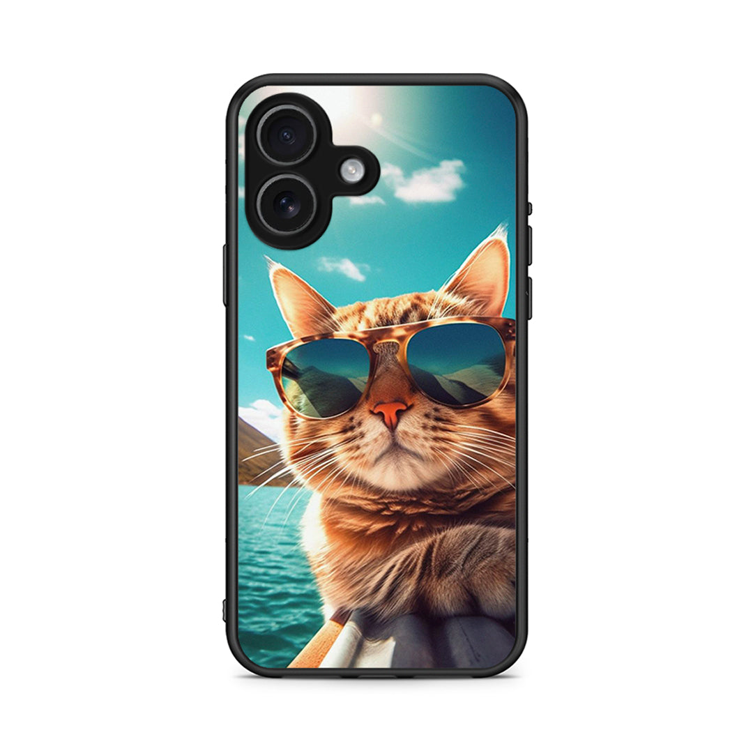 iPhone 17 Summer Cat θήκη από τη Smartfits με σχέδιο στο πίσω μέρος και μαύρο περίβλημα | Smartphone case with colorful back and black bezels by Smartfits