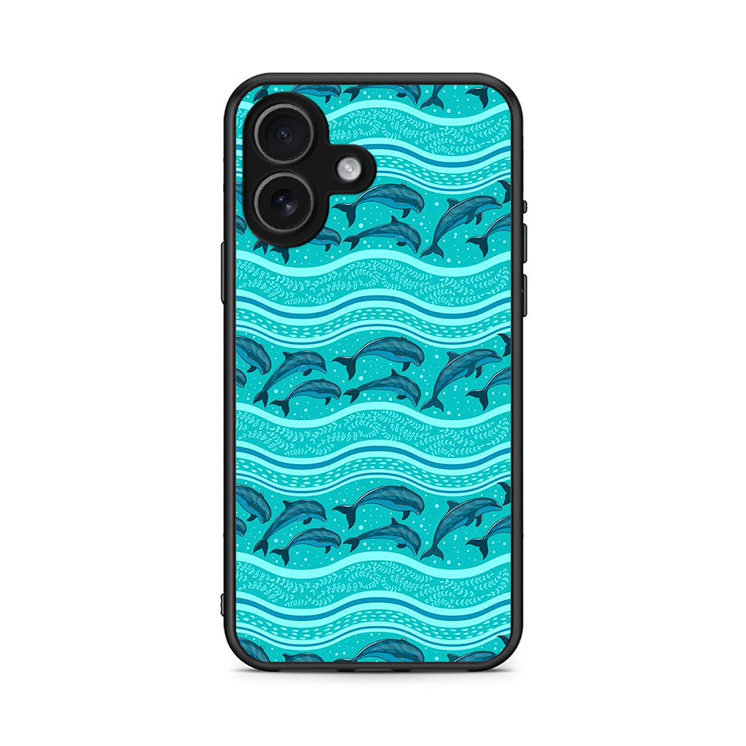 iPhone 17 Swimming Dolphins θήκη από τη Smartfits με σχέδιο στο πίσω μέρος και μαύρο περίβλημα | Smartphone case with colorful back and black bezels by Smartfits