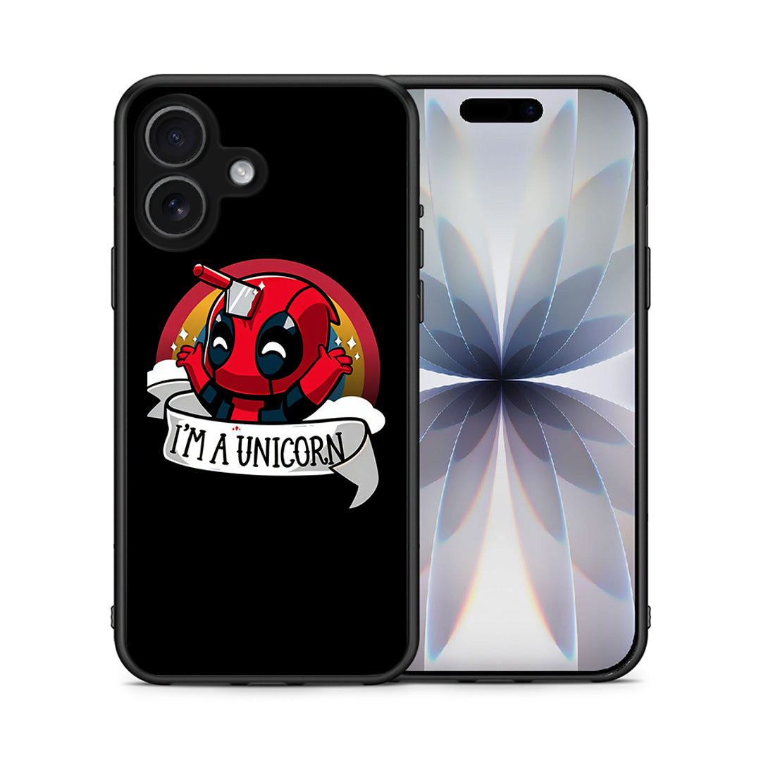 Θήκη iPhone 17 Unicorn Deadpool από τη Smartfits με σχέδιο στο πίσω μέρος και μαύρο περίβλημα | iPhone 17 Unicorn Deadpool case with colorful back and black bezels