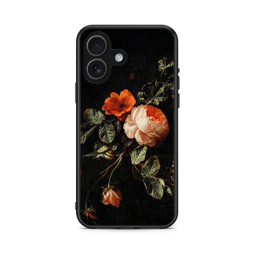 iPhone 17 Vintage Roses θήκη από τη Smartfits με σχέδιο στο πίσω μέρος και μαύρο περίβλημα | Smartphone case with colorful back and black bezels by Smartfits