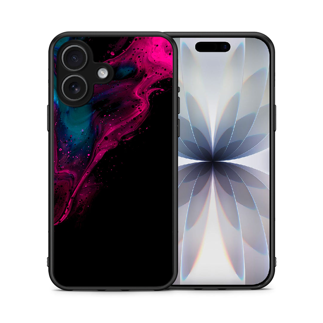 Θήκη iPhone 17 Pink Black Watercolor από τη Smartfits με σχέδιο στο πίσω μέρος και μαύρο περίβλημα | iPhone 17 Pink Black Watercolor case with colorful back and black bezels