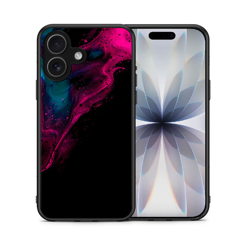 Θήκη iPhone 17 Pink Black Watercolor από τη Smartfits με σχέδιο στο πίσω μέρος και μαύρο περίβλημα | iPhone 17 Pink Black Watercolor case with colorful back and black bezels