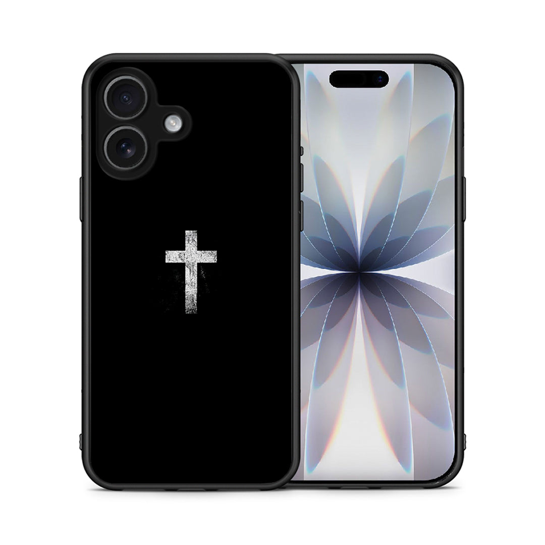 Θήκη iPhone 17 White Cross από τη Smartfits με σχέδιο στο πίσω μέρος και μαύρο περίβλημα | iPhone 17 White Cross case with colorful back and black bezels