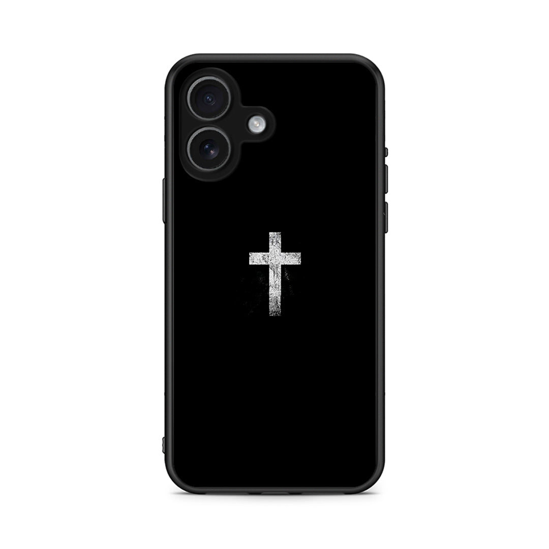 iPhone 17 White Cross θήκη από τη Smartfits με σχέδιο στο πίσω μέρος και μαύρο περίβλημα | Smartphone case with colorful back and black bezels by Smartfits