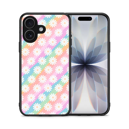 Θήκη iPhone 17 White Daisies από τη Smartfits με σχέδιο στο πίσω μέρος και μαύρο περίβλημα | iPhone 17 White Daisies case with colorful back and black bezels