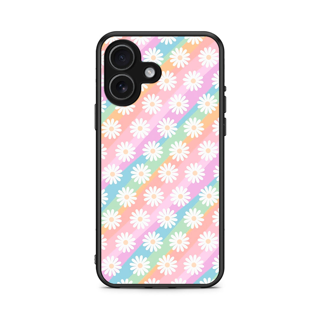 iPhone 17 White Daisies θήκη από τη Smartfits με σχέδιο στο πίσω μέρος και μαύρο περίβλημα | Smartphone case with colorful back and black bezels by Smartfits