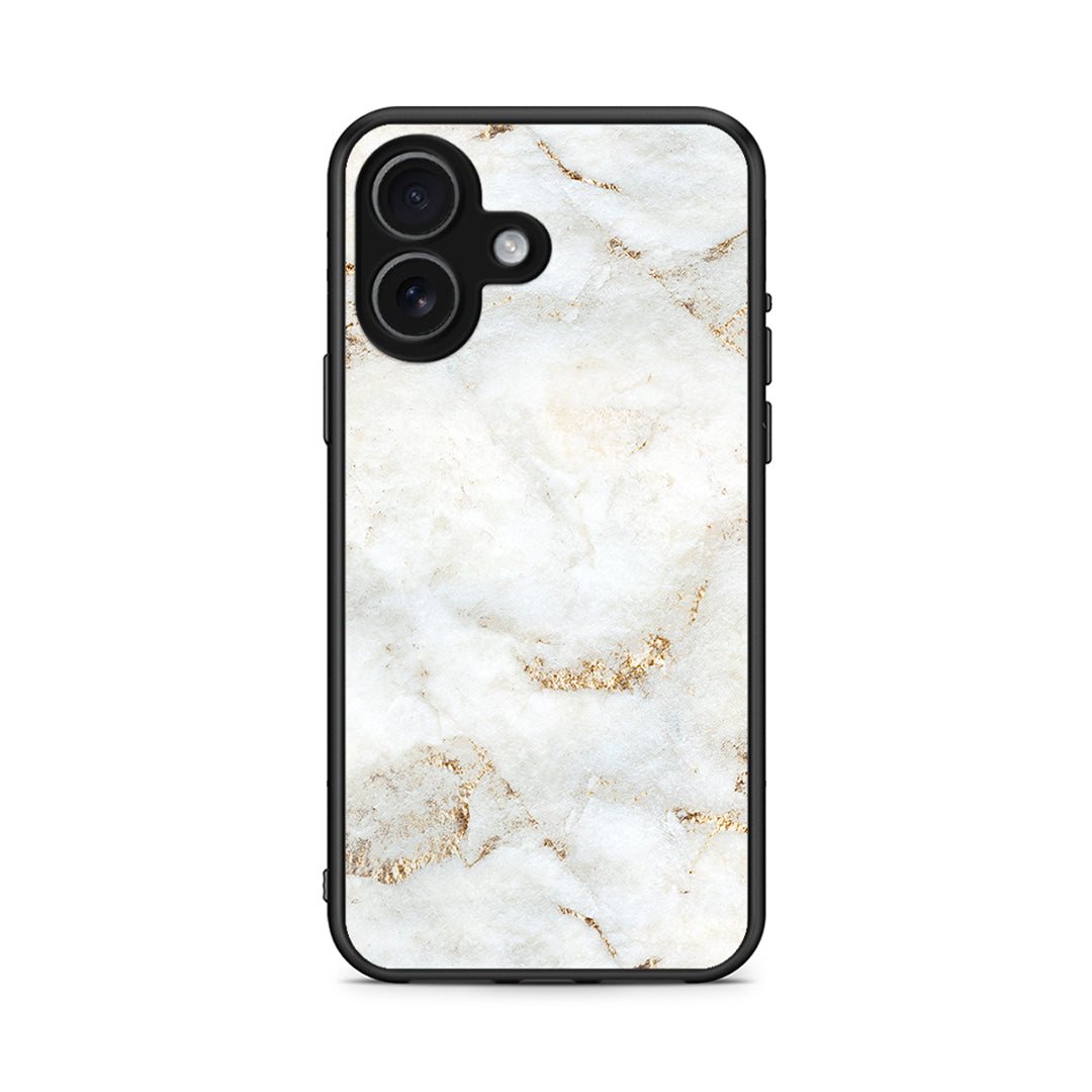 iPhone 17 White Gold Marble θήκη από τη Smartfits με σχέδιο στο πίσω μέρος και μαύρο περίβλημα | Smartphone case with colorful back and black bezels by Smartfits