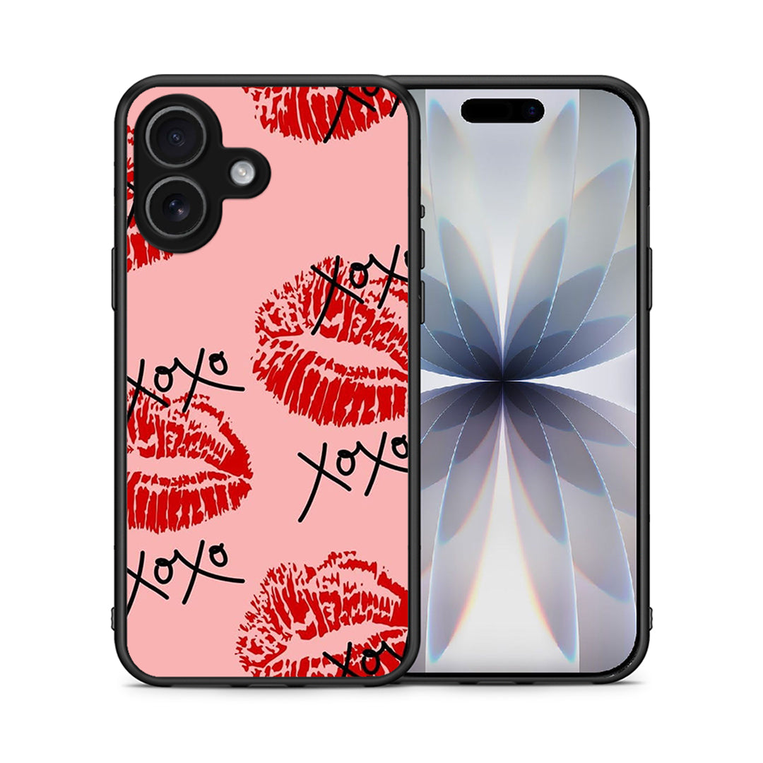 Θήκη iPhone 17 XOXO Lips από τη Smartfits με σχέδιο στο πίσω μέρος και μαύρο περίβλημα | iPhone 17 XOXO Lips case with colorful back and black bezels
