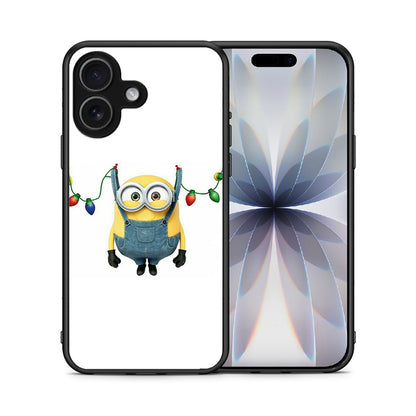 Θήκη iPhone 17 Xmas Minion Lights από τη Smartfits με σχέδιο στο πίσω μέρος και μαύρο περίβλημα | iPhone 17 Xmas Minion Lights case with colorful back and black bezels