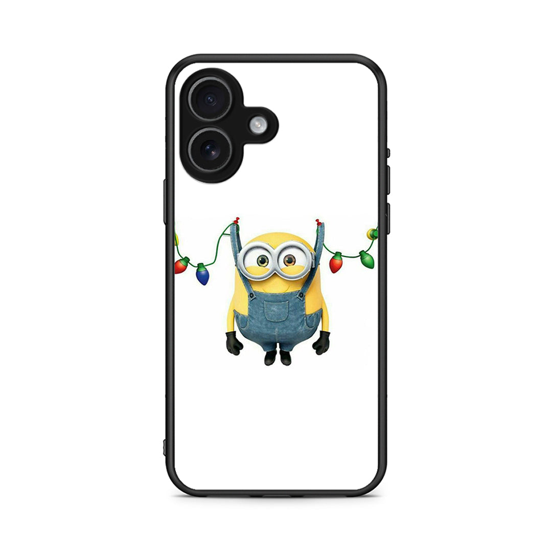 iPhone 17 Xmas Minion Lights θήκη από τη Smartfits με σχέδιο στο πίσω μέρος και μαύρο περίβλημα | Smartphone case with colorful back and black bezels by Smartfits