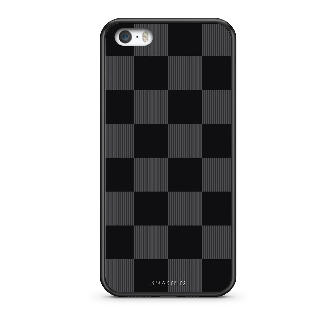 Θήκη iPhone 5 / 5s / SE Black and Charcoal Striped Checks από τη Smartfits με σχέδιο στο πίσω μέρος και μαύρο περίβλημα | iPhone 5 / 5s / SE Black and Charcoal Striped Checks case with colorful back and black bezels