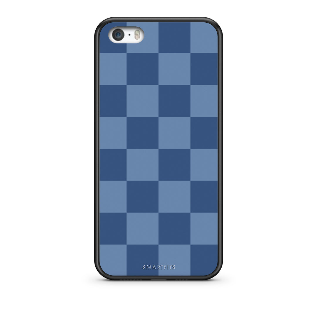 Θήκη iPhone 5 / 5s / SE Denim Blue Checkerboard από τη Smartfits με σχέδιο στο πίσω μέρος και μαύρο περίβλημα | iPhone 5 / 5s / SE Denim Blue Checkerboard case with colorful back and black bezels