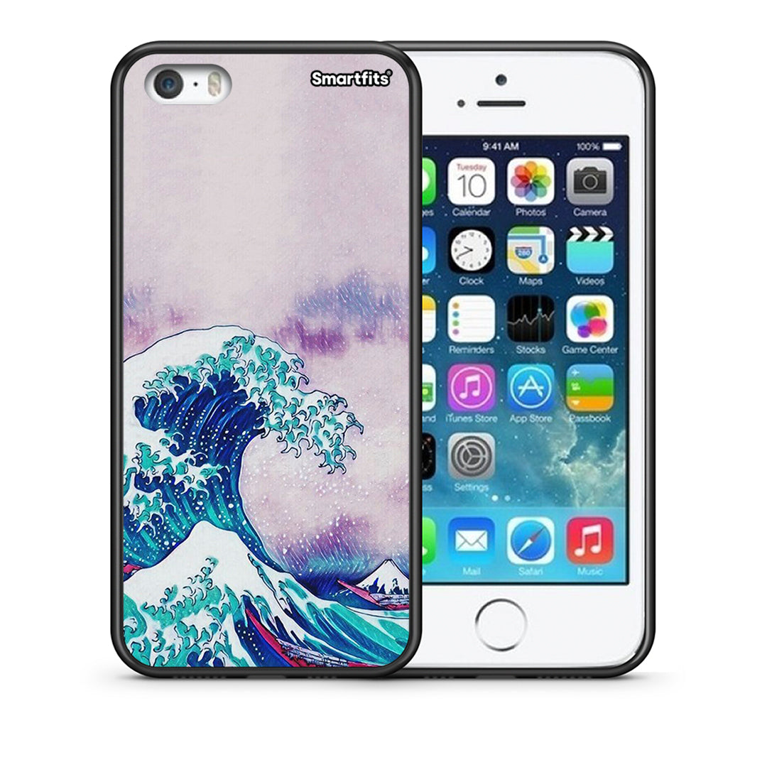 Θήκη iPhone 5/5s/SE Blue Waves από τη Smartfits με σχέδιο στο πίσω μέρος και μαύρο περίβλημα | iPhone 5/5s/SE Blue Waves case with colorful back and black bezels