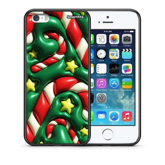 Θήκη iPhone 5/5s/SE Christmas Bubbles από τη Smartfits με σχέδιο στο πίσω μέρος και μαύρο περίβλημα | iPhone 5/5s/SE Christmas Bubbles case with colorful back and black bezels