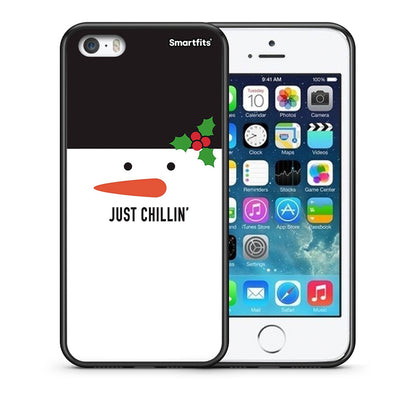 Θήκη iPhone 5/5s/SE Christmas Chillin από τη Smartfits με σχέδιο στο πίσω μέρος και μαύρο περίβλημα | iPhone 5/5s/SE Christmas Chillin case with colorful back and black bezels