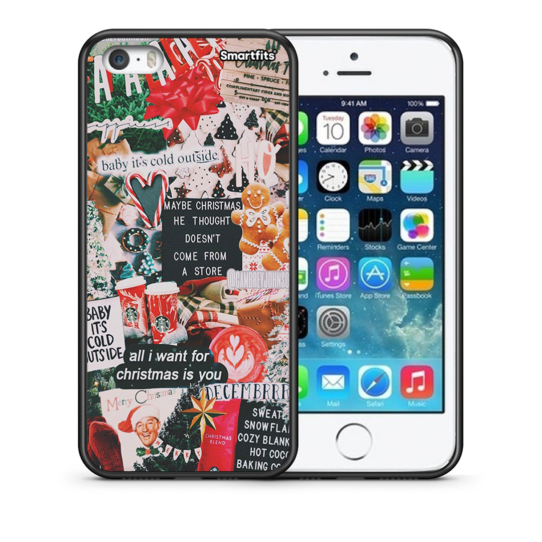 Θήκη iPhone 5/5s/SE Christmas Happiness από τη Smartfits με σχέδιο στο πίσω μέρος και μαύρο περίβλημα | iPhone 5/5s/SE Christmas Happiness case with colorful back and black bezels