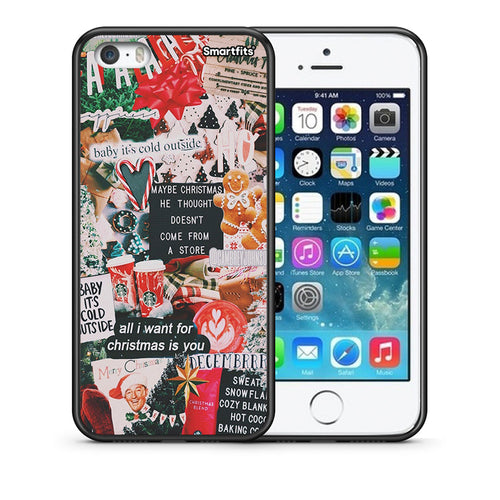 Θήκη iPhone 5/5s/SE Christmas Happiness από τη Smartfits με σχέδιο στο πίσω μέρος και μαύρο περίβλημα | iPhone 5/5s/SE Christmas Happiness case with colorful back and black bezels