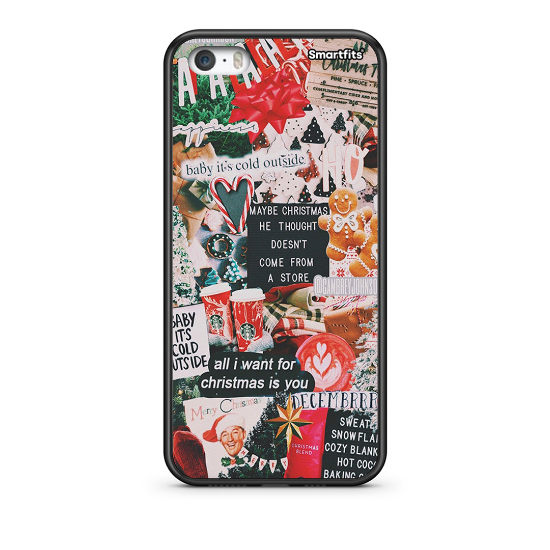 iPhone 5/5s/SE Christmas Happiness θήκη από τη Smartfits με σχέδιο στο πίσω μέρος και μαύρο περίβλημα | Smartphone case with colorful back and black bezels by Smartfits