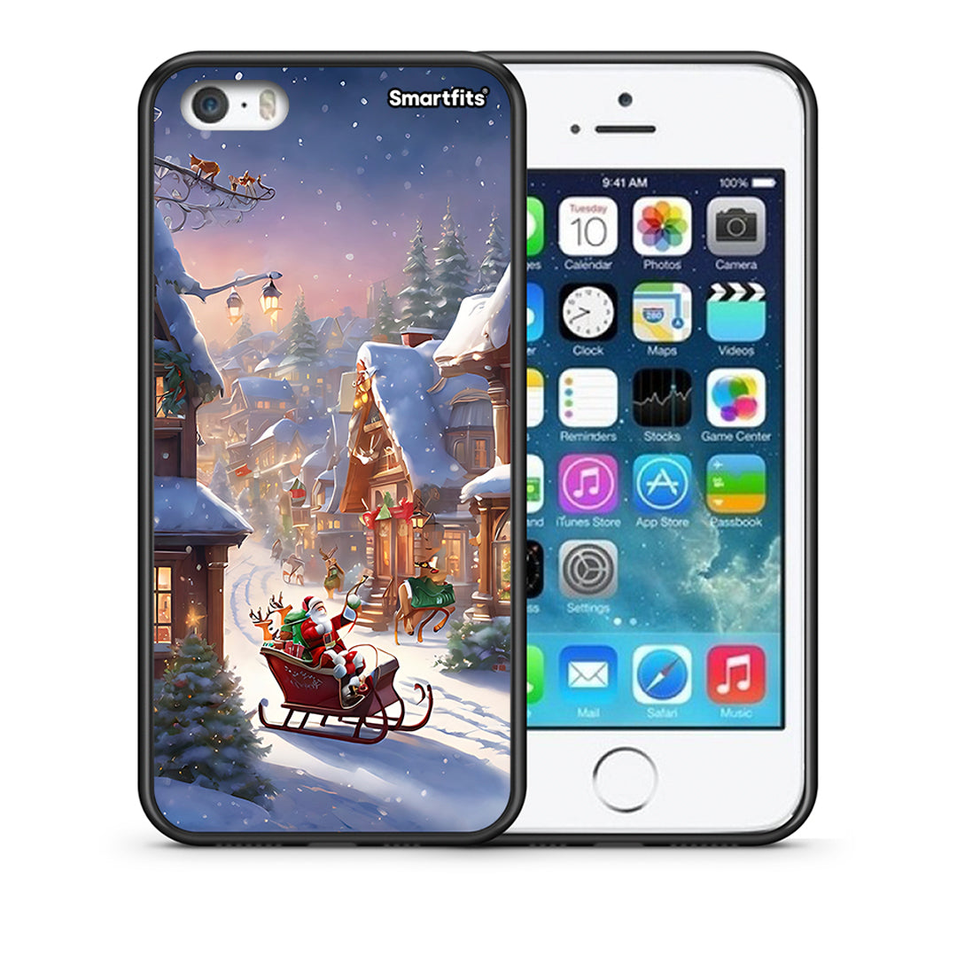 Θήκη iPhone 5/5s/SE Christmas Snow από τη Smartfits με σχέδιο στο πίσω μέρος και μαύρο περίβλημα | iPhone 5/5s/SE Christmas Snow case with colorful back and black bezels