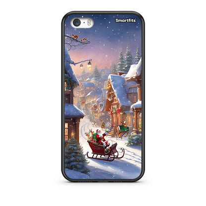 iPhone 5/5s/SE Christmas Snow θήκη από τη Smartfits με σχέδιο στο πίσω μέρος και μαύρο περίβλημα | Smartphone case with colorful back and black bezels by Smartfits