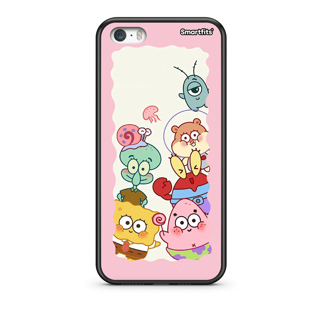 iPhone 5/5s/SE Cute Companion θήκη από τη Smartfits με σχέδιο στο πίσω μέρος και μαύρο περίβλημα | Smartphone case with colorful back and black bezels by Smartfits