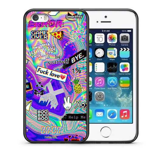 Θήκη iPhone 5/5s/SE Game Over από τη Smartfits με σχέδιο στο πίσω μέρος και μαύρο περίβλημα | iPhone 5/5s/SE Game Over case with colorful back and black bezels