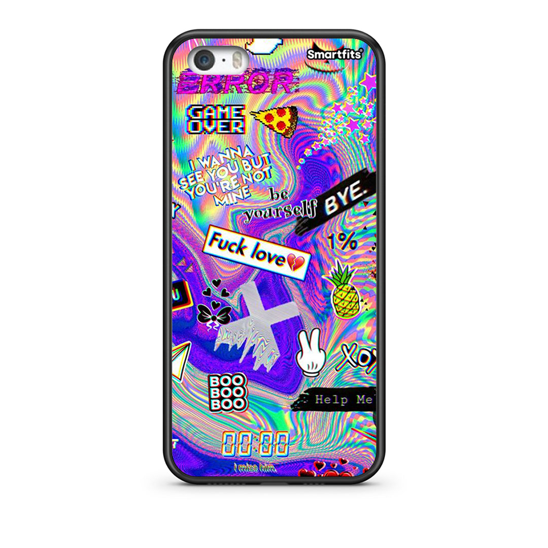 iPhone 5/5s/SE Game Over θήκη από τη Smartfits με σχέδιο στο πίσω μέρος και μαύρο περίβλημα | Smartphone case with colorful back and black bezels by Smartfits