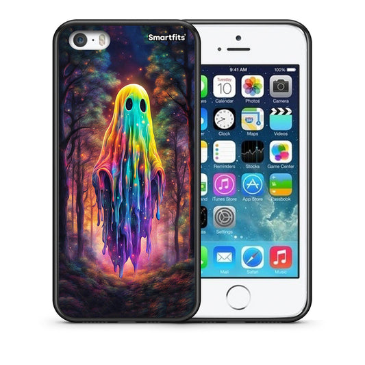 Θήκη iPhone 5/5s/SE Halloween Ghost από τη Smartfits με σχέδιο στο πίσω μέρος και μαύρο περίβλημα | iPhone 5/5s/SE Halloween Ghost case with colorful back and black bezels